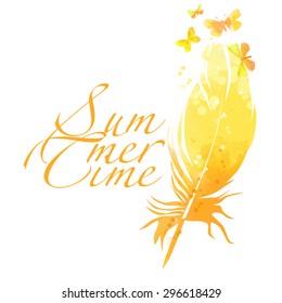 watercolor vector feather