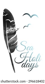 watercolor vector feather sea holidays