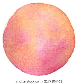 Watercolor vector figures. Watercolor drops. Red watercolor hand painted circle isolated on white. Round spots, drops of orange red color.