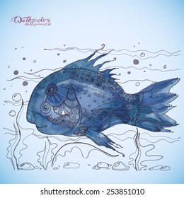 Watercolor vector fish