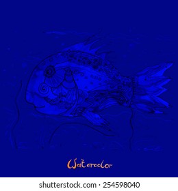 Watercolor vector fish