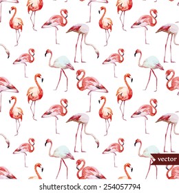 watercolor, vector, flamingo pattern