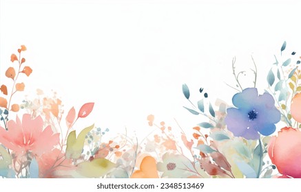 Watercolor vector floral background, pattern, texture. For design, pastel colors