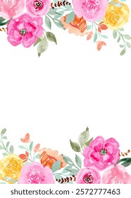 Watercolor vector floral background, pattern, texture. watercolor flower frame for design.