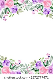 Watercolor vector floral background, pattern, texture. watercolor flower frame for design.