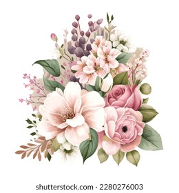 Watercolor Vector floral bouquet design isolated