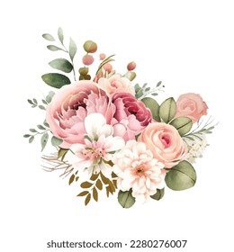 Watercolor Vector floral bouquet design isolated