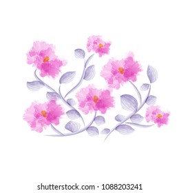 Watercolor vector floral elements suitable for wedding invitation or greeting card