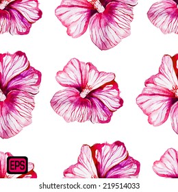 Watercolor Vector Flower seamless. EPS 10 illustration.