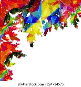 watercolor vector frame with Christmas tree