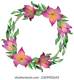 Watercolor vector frame with flowers and gemstones