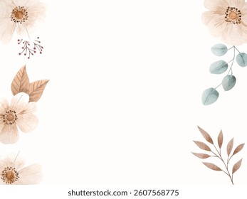 Watercolor vector frame with pink bow, ribbons and fir twigs. Borders for holiday greeting card, stationery and invitation. Hand painted winter plants. Xmas template.