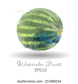 Watercolor vector fruits. Watermelon