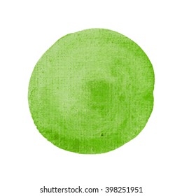 Watercolor vector green circle hand paint texture, abstract isolated on white background, watercolor textured backdrop, drop brush smears

