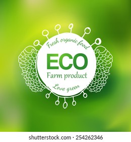 Watercolor vector green eco friendly hand drawing logo. Natural product label. Food icon design element.