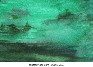 Watercolor vector green emerald texture background