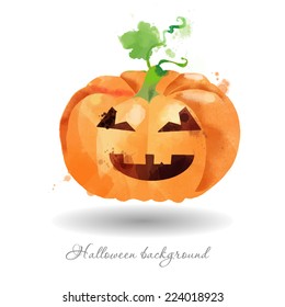 Watercolor vector Halloween pumpkin