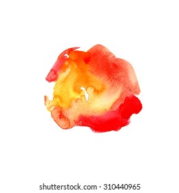 Watercolor vector hand drawn DIY stroke with yellow orange and red gradient. Organic flow design creative collection. Modern minimal isolated element. 