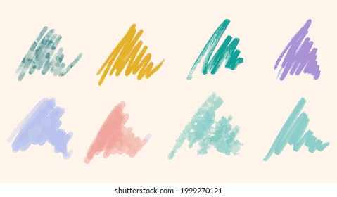 watercolor vector handwritings of different colors hand drawn lines doodle