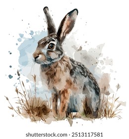 Vetor aquarela de Lebre, isolado em um fundo branco, vetor Lebre