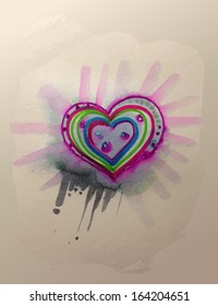 watercolor vector heart 