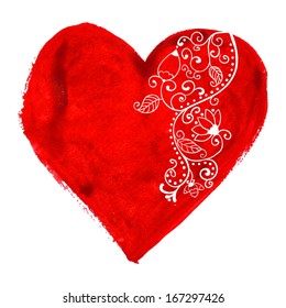 Watercolor vector heart background