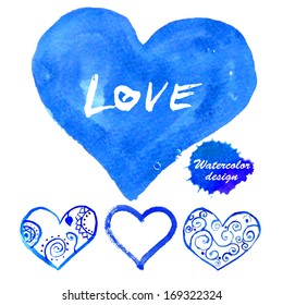 Watercolor vector heart background