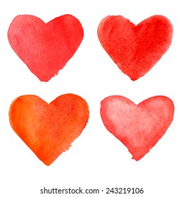 Watercolor vector hearts