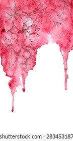 Watercolor vector illustration, background - wine