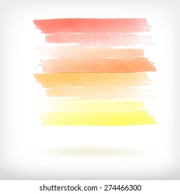 Watercolor vector illustration or banner with gradient orange brush strokes on white background.