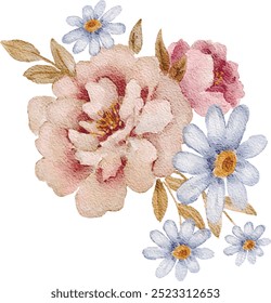 watercolor vector illustration 
bouquet of flowers
