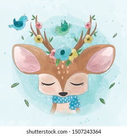 watercolor vector illustration is cute, design can be used for print and digital media