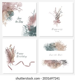 Watercolor vector illustration of floral background. Birthday card template
