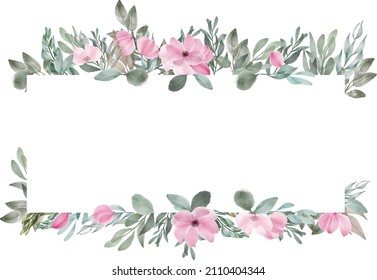 Watercolor vector illustration - floral frame, for wedding, invitation, stationary, greeting card, fashion, background, wrapping,