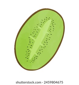 Watercolor vector illustration of kiwi in childish style.