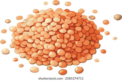 Watercolor Vector Illustration of a little pile of red lentils
