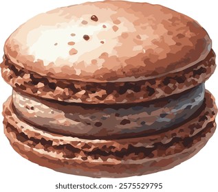 Watercolor Vector Illustration of a Macaron Cand