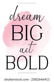 watercolor vector illustration minimalistic
poster with text motivational dream big