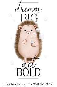 watercolor vector illustration minimalistic
poster with text motivational dream big