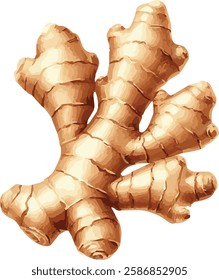 Watercolor Vector Illustration of a piece of ginger
