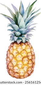 Watercolor vector illustration Pineapple Beautiful tropical fruit illustration for foodies and art lovers