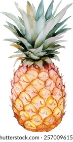 Watercolor vector illustration Pineapple Beautiful tropical fruit illustration for foodies and art lovers