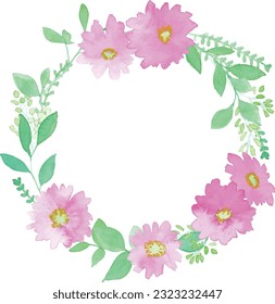 Watercolor. Vector illustration of plants, trees and flowers with watercolor touch.