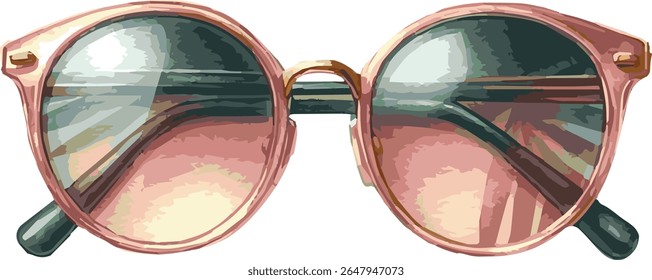 Watercolor vector illustration of round sunglasses