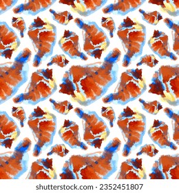 Watercolor vector illustration of seamless pattern with sea shells.