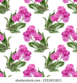 Ilustración vectorial de acuarela con flores de orquídeas.