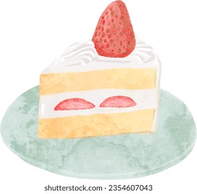 Ilustración vectorial acuarela de la tarta de fresa