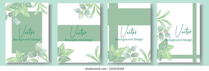 Watercolor vector illustration. Summer tropical frame with green leaves for wedding invitations, prints, postcards, posters