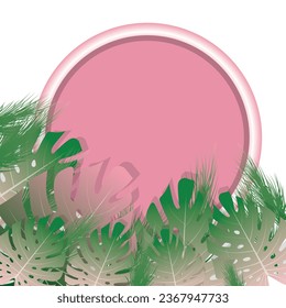 Watercolor vector illustration. Summer tropical frame with monstera leaves, prints, postcards, posters.