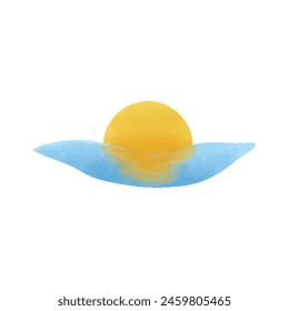 Acuarela Ilustración vectorial de la puesta de sol en el mar.